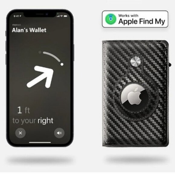 AirTag Smart Mens Wallet, Slim Minimalist Wallet with RFID Blocking Carbon Fiber - Picture 4 of 8